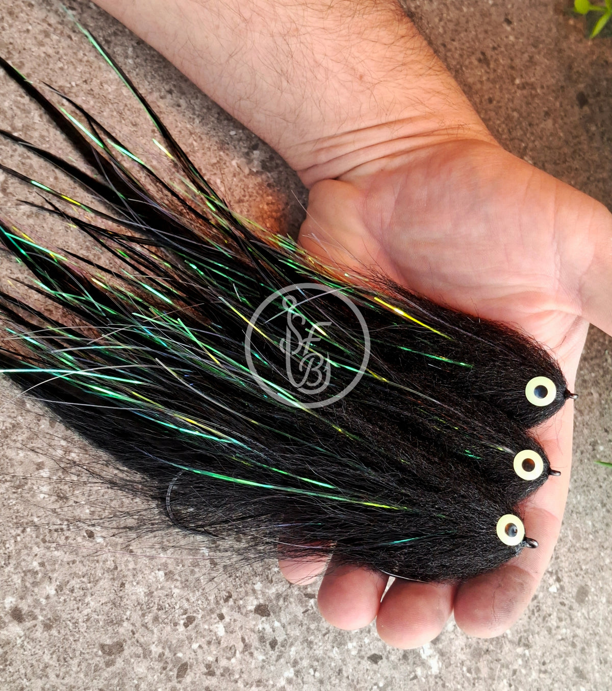 Articulated black pike streamer 9" 6/0