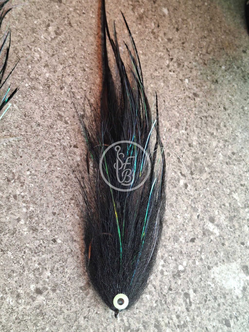 Articulated black pike streamer 9" 6/0