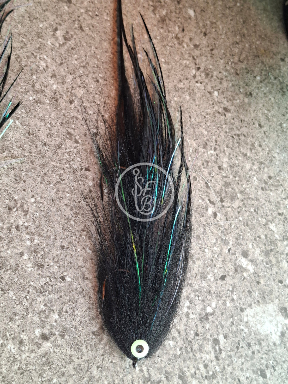 Articulated black pike streamer 9" 6/0